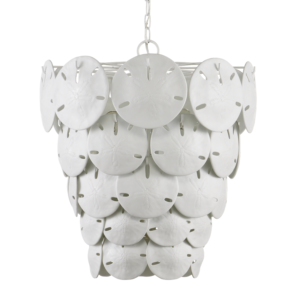 Tulum Coastal White Chandelier by Marjorie Skouras - Elegant Bone China Design, Adjustable & Stylish