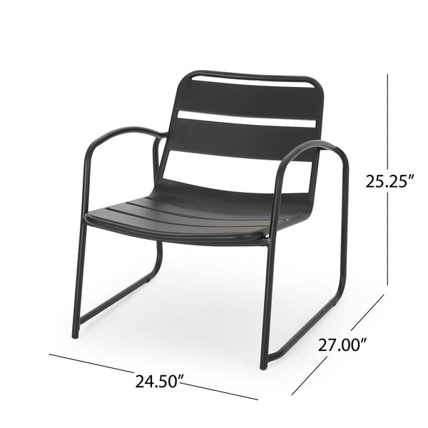 English Elm Christopher Knight Home® - CONRAD Chair with Sleek Iron Frame, Comfortable Curved Seat, Durable Outdoor/Indoor Accent Seating Matte Black 65197.00BLK
