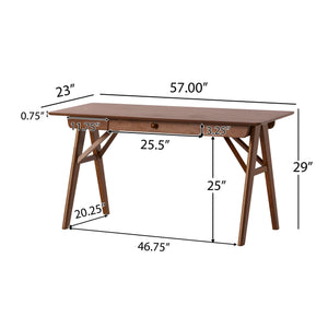English Elm Christopher Knight Home® - Wood 57" Walnut Desk with Drawers — Modern A‑Frame Rubberwood PC Desk, Spacious Scratch‑Resistant WorkstationWood 57" Walnut Desk with Drawers — Modern A‑Frame Rubberwood PC Desk, Spacious Scratch‑Resistant Workstation N770P323366D