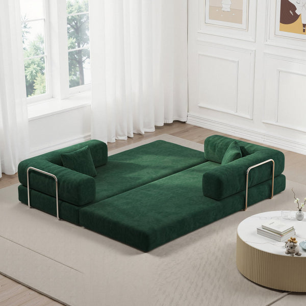 English Elm 78.8Inch Modular Sectional Sofa Bed - Versatile Green Corduroy Furniture For Living Room & Bedroom W3147P278115