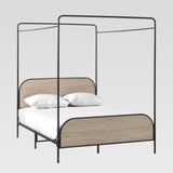 Industrial Bent Metal Queen Canopy Bed Smoked Oak METB5CSO Walker Edison