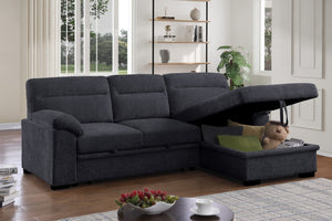 English Elm Kipriano Chenille Sleeper Sectional with Chaise Usb Charging and Hidden Storage B2749S00260