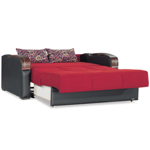 English Elm PrimeNest SlumberCore Collection Upholstered Convertible Loveseat with Storage, Sleeper, Durable PU Finish Red B030P281826