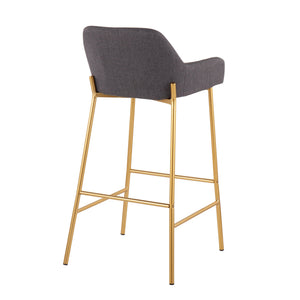 English Elm Daniella Glam Bar Stools Set Of 2 In Gold Metal & Charcoal Fabric For Modern Home Decor Bliss B202S00526