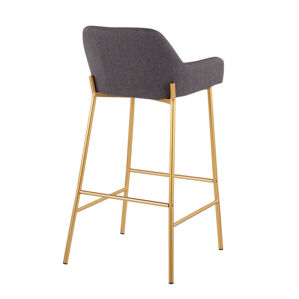 English Elm Daniella Glam Bar Stools Set Of 2 In Gold Metal & Charcoal Fabric For Modern Home Decor Bliss B202S00526
