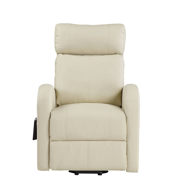 English Elm Ricardo Beige PU Power Lift Recliner with Pocket Coil Seat, Wired Remote, Durable Metal Frame B2726P405679