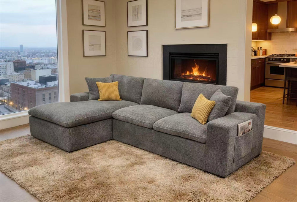 English Elm Coffee-bean Curved Sectional Sofa Sculptural Pod Cushions for Modern Living Rooms B2748S00063