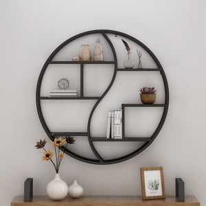 English Elm Christopher Knight Home® - Metal Wall Shelf with wood and iron frame — decorative floating shelving unit for living room decor, bedroom organizer, hallway centerpiece, rustic modern storage Grey 63812.00GRYPEWT