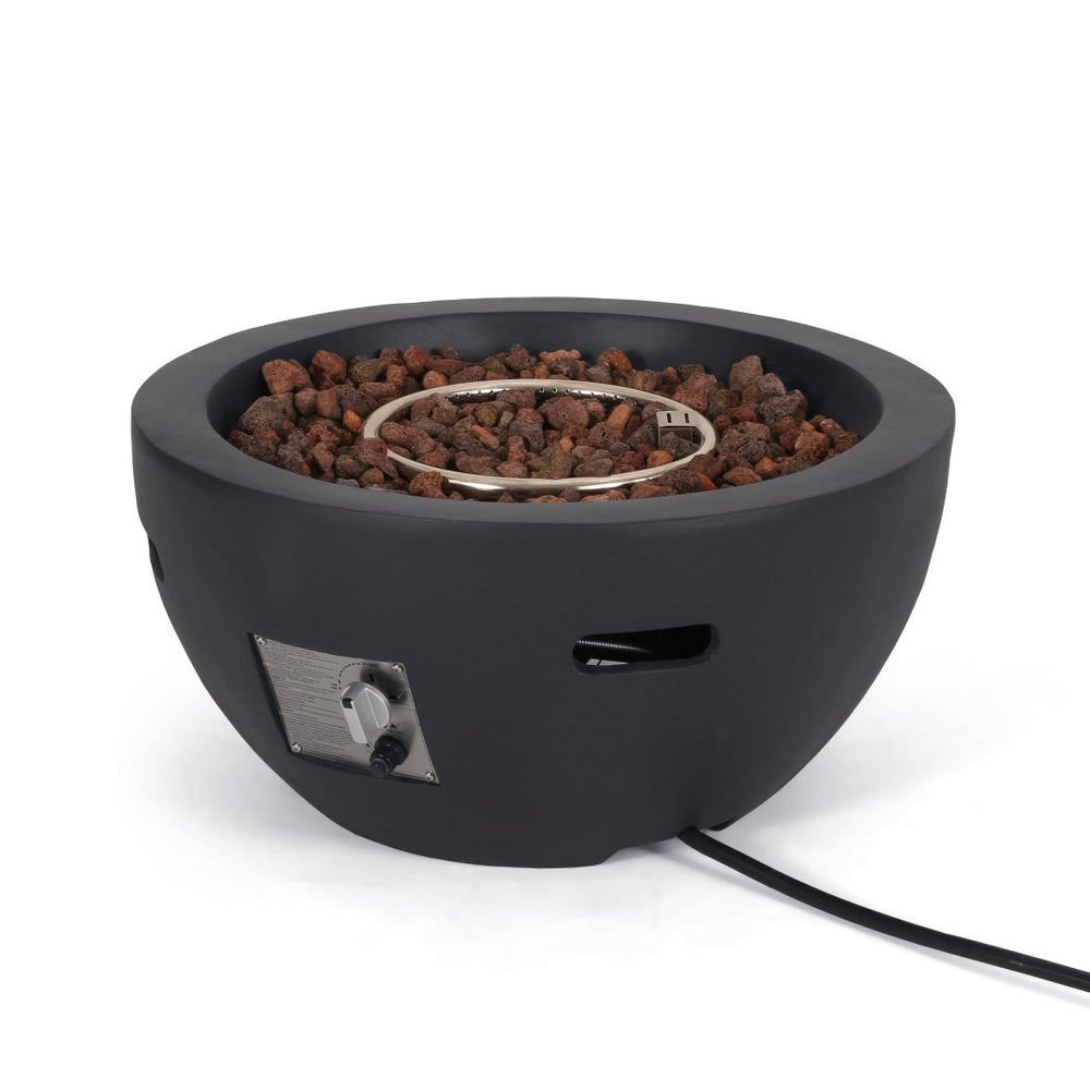 English Elm 27" Mgo Bowl Fire Pit 40000 Btu Propane Concrete Finish Outdoor Patio Focal Point N772P401888B