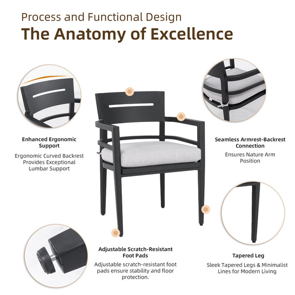 English Elm 5-Piece Outdoor Dining Set With Sintered Stone Table & Sunbrella Chairs - Weather-Resistant Elegance W1886S00031