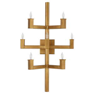 Andre Brass Wall Sconce - Modern Wrought Iron Design with Minimalist Candle Arms for Chic Elegance
