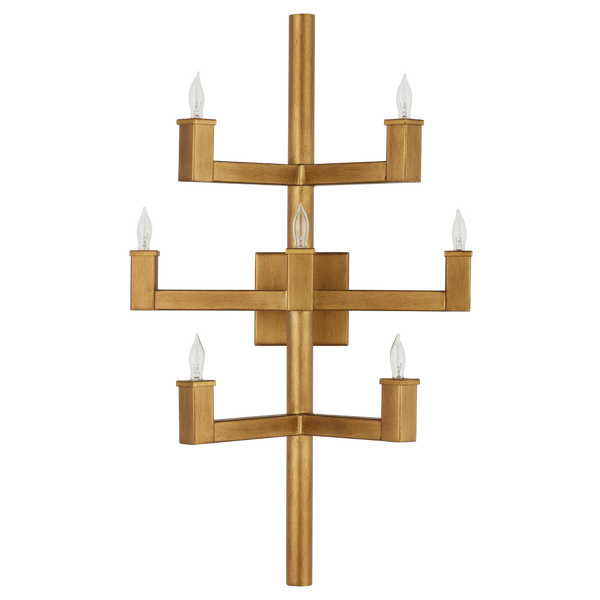 Andre Brass Wall Sconce - Modern Wrought Iron Design with Minimalist Candle Arms for Chic Elegance