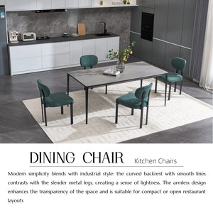 English Elm Modern Boucle Tufted Dining Chairs Set of 2 Mid-century Matte Leg Kitchen Seating Antique Green,Black W3244P296988