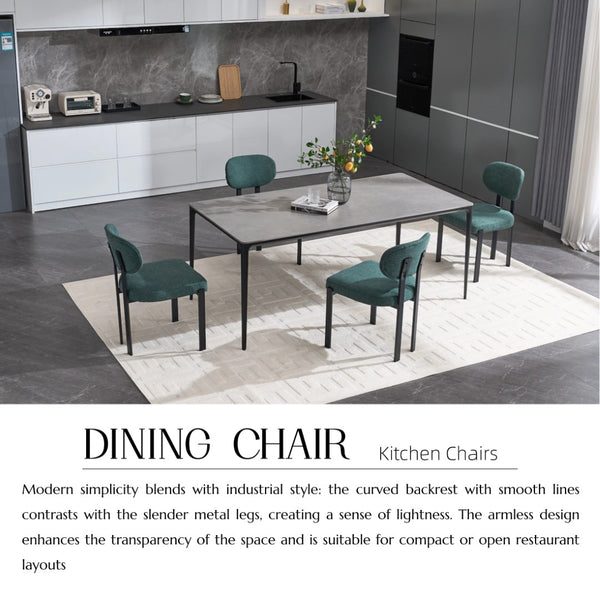 English Elm Modern Boucle Tufted Dining Chairs Set of 2 Mid-century Matte Leg Kitchen Seating Antique Green,Black W3244P296988