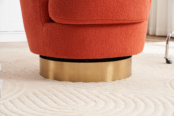 English Elm Teddy Round Swivel Barrel Chair with Gold Base — Plush Teddy Upholstery, 360° Comfort Seat, 300lb Capacity W1361P172477
