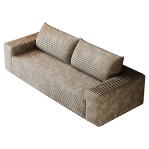 English Elm 63" Cloudlike Corduroy Sofa Loveseat with Ergonomic Back & High-Density Foam Support for Relaxation Camel W2824P321229