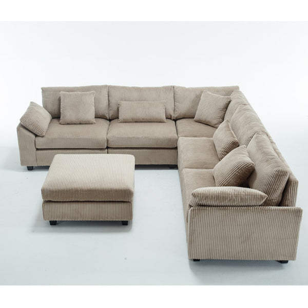 English Elm {New Arrival} Oversized Modular Sectional Sofa - Cozy Corduroy 6-Seater For Ultimate Comfort & Style! W2325S00019-GIGA