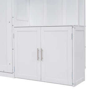 English Elm Full Full Size Murphy Bed with Hidden Cabinet, Multiple Shelves, Space-Saving White Design, 600lb Capacity GX000383AAK