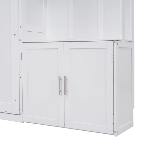 English Elm Full Full Size Murphy Bed with Hidden Cabinet, Multiple Shelves, Space-Saving White Design, 600lb Capacity GX000383AAK