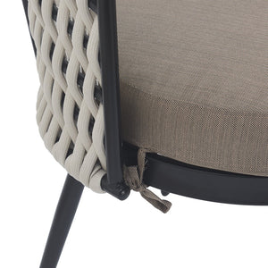 English Elm Christopher Knight Home® - Outdoor Dining Chair with Metal Frame & Handwoven Rope, Weather-Resistant Cushioned Seat for Patio Comfort and Stylish Alfresco Seating Beige,khaki N770P290585C