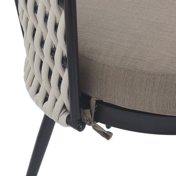 English Elm Christopher Knight Home® - Outdoor Dining Chair with Metal Frame & Handwoven Rope, Weather-Resistant Cushioned Seat for Patio Comfort and Stylish Alfresco Seating Beige,khaki N770P290585C