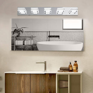 English Elm 32" Modern 5-Light LED Vanity Light with Square Acrylic Shades, Moisture-Resistant Metal Frame for Bathroom Mirror Chrome W2312P374880