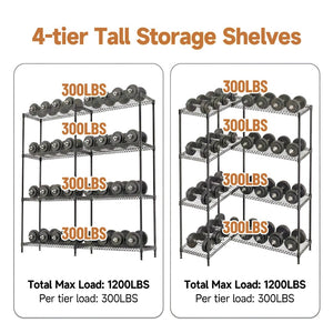 English Elm 4 Tier Carbon Steel Wire Shelving Unit 1200 Lb Capacity Garage Pantry Organizer W5386P480969