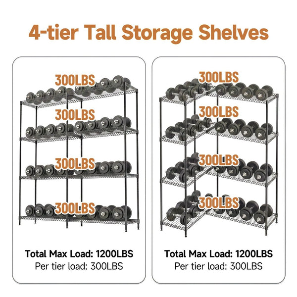 English Elm 4 Tier Carbon Steel Wire Shelving Unit 1200 Lb Capacity Garage Pantry Organizer W5386P480969