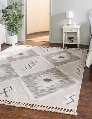 Unique Loom Arlo Kai Machine Made Tribal Rug Sandy Beige, Gray/Beige 9' 10" x 9' 10"