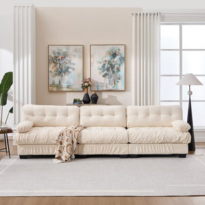 English Elm Modular Cloud Sectional Sofa Flannelette Deep Seat Couch for Living Room with Pillows Beige W2120S00033