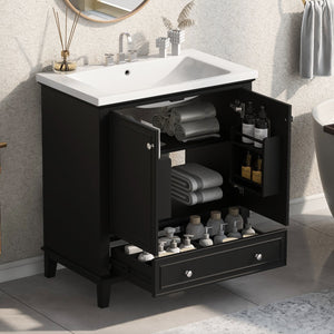 English Elm 30" Bathroom Vanity With Sink Combo - Modern Black Cabinet, Spacious Storage & Durable Design SY999606AAB-6