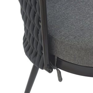 English Elm Christopher Knight Home® - Outdoor Dining Chair with Metal Frame & Handwoven Rope, Weather-Resistant Cushioned Seat for Patio Comfort and Stylish Alfresco Seating Dark Gray N770P290585B