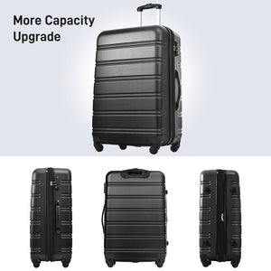 English Elm 3 Piece Abs Hardshell Spinner Luggage Set with Tsa Lock Expandable Travel Suitcases Black PP191030AAB