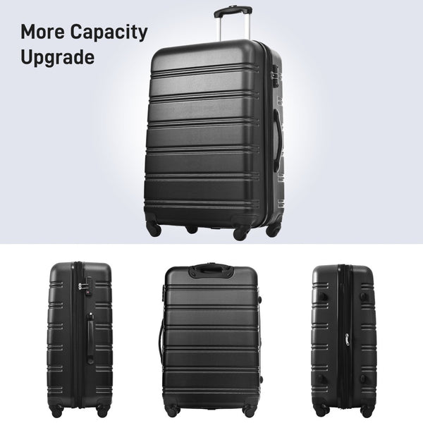 English Elm 3 Piece Abs Hardshell Spinner Luggage Set with Tsa Lock Expandable Travel Suitcases Black PP191030AAB
