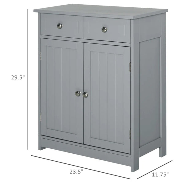 English Elm Foyer Beadboard Floor Cabinet with Drawers White Farmhouse Storage for Entryway Bath T3971P466220