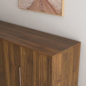 English Elm Wood Fluted Buffet Cabinet with Adjustable Shelves for Dining Room or Entryway W1321P356151