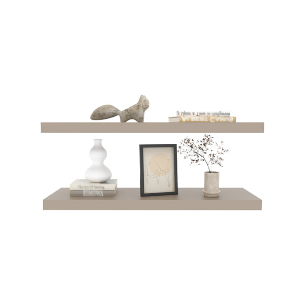 English Elm Floating Shelf Dallas Taupe - Set of 2 Engineered Wood Wall Shelves 31.9" Space-Saving Modern Decor B092P238743