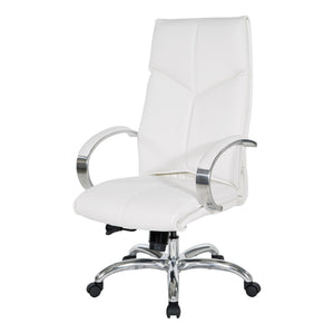 OSP Home Furnishings Deluxe Executive Faux Leather High Back Office Chair with Lumbar Support and Aluminum Base 7250-R101