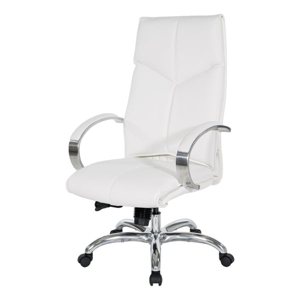 OSP Home Furnishings Deluxe Executive Faux Leather High Back Office Chair with Lumbar Support and Aluminum Base 7250-R101