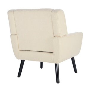 English Elm Modern Pu Leather Ergonomic Accent Chair with Padded Arms and Matte Black Legs White W676P172468