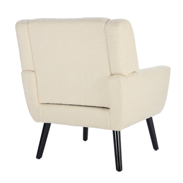 English Elm Modern Pu Leather Ergonomic Accent Chair with Padded Arms and Matte Black Legs White W676P172468