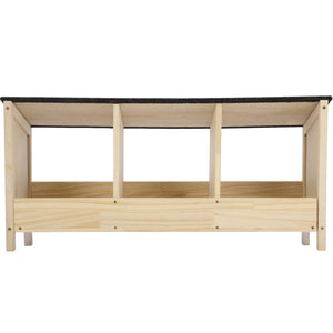 English Elm Chicken Nesting Box with Asphalt Roof Three Compartments Solid Pine Backyard Coop W2181P363545