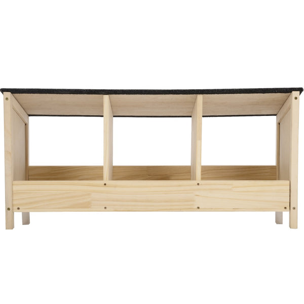 English Elm Chicken Nesting Box with Asphalt Roof Three Compartments Solid Pine Backyard Coop W2181P363545