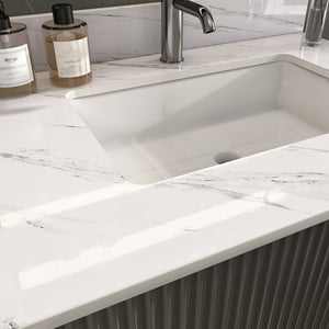 English Elm 31 Inch Marble Vanity Top - Premium Bianco Carrara Venato With Undermount Sink & 4" Backsplash W2700P194072