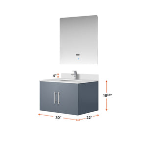 English Elm Dark Grey 30 in. Bath Vanity Set with Cultured Marble Top, Chrome Faucet & 30in LED Mirror, Durable B2731S01305