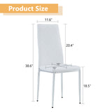 English Elm Grid Armless High Backrest Dining Chair, 4-Piece Set Of Silver Metal Legs White Chair, Office Chair. Suitable For Restaurants, Living Rooms, Kitchens, and Offices.W115162607 0924