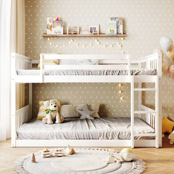 English Elm Full Over Bunk Bed Pine Frame Gray Finish Kids Guest Room Sleep Solution LT100207AAK