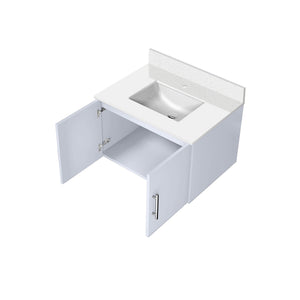 English Elm Glossy 30" White Bath Vanity with Cultured Marble Top, Solid Wood, Soft-Close, Scratch-Resistant Surface B2731P258594