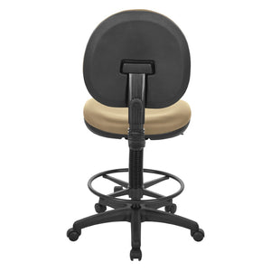 OSP Home Furnishings Sculptured Ergonomic Drafting Chair with Lumbar Support Padded Seat and Adjustable Footring Buff DC550-R104