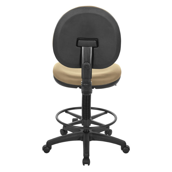 OSP Home Furnishings Sculptured Ergonomic Drafting Chair with Lumbar Support Padded Seat and Adjustable Footring Buff DC550-R104